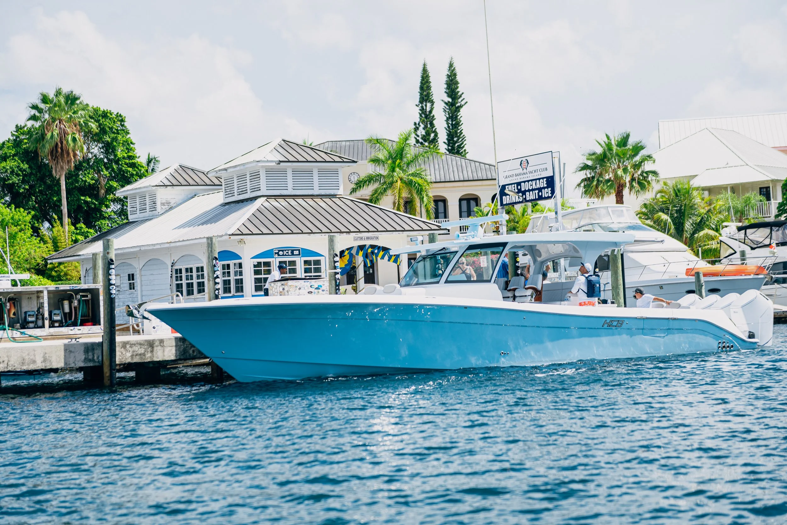 Boats docked at the Grand Bahama Yacht Club marina