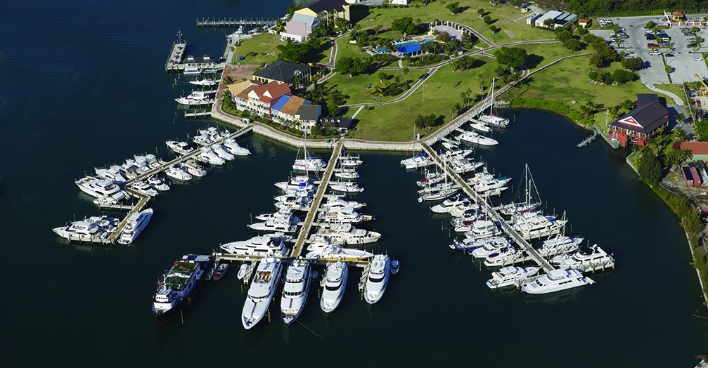 Aerial view of Grand Bahama Yacht Club marina and grounds
